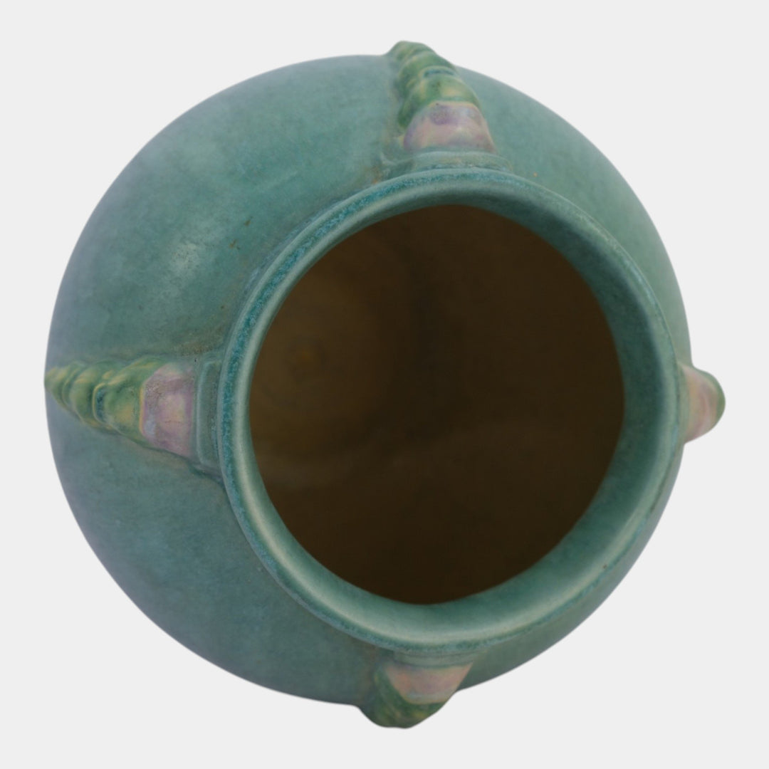 Roseville Topeo Blue1934 Vintage Art Deco Pottery Ceramic Flower Bowl Vase 245-6 - Just Art Pottery