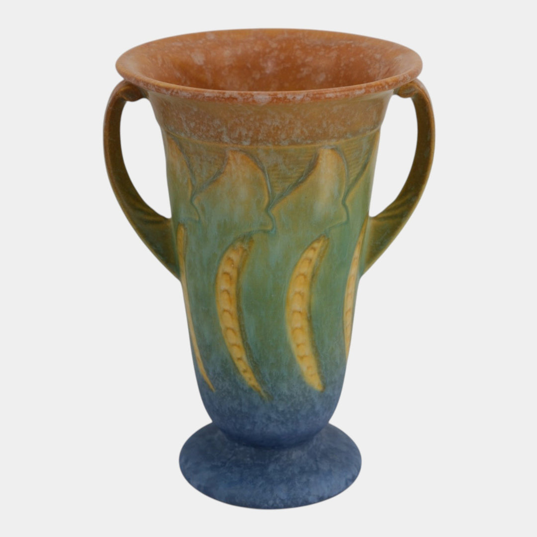 Roseville Falline Blue 1933 Vintage Arts And Crafts Pottery Ceramic Vase 646-8 - Just Art Pottery