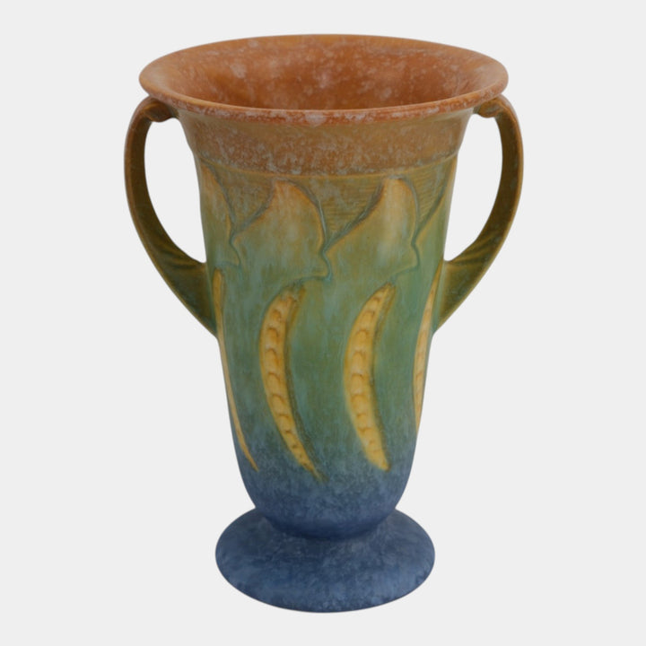 Roseville Falline Blue 1933 Vintage Arts And Crafts Pottery Ceramic Vase 646-8 - Just Art Pottery