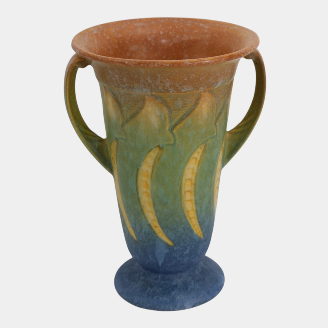 Roseville Falline Blue 1933 Vintage Arts And Crafts Pottery Ceramic Vase 646-8 - Just Art Pottery