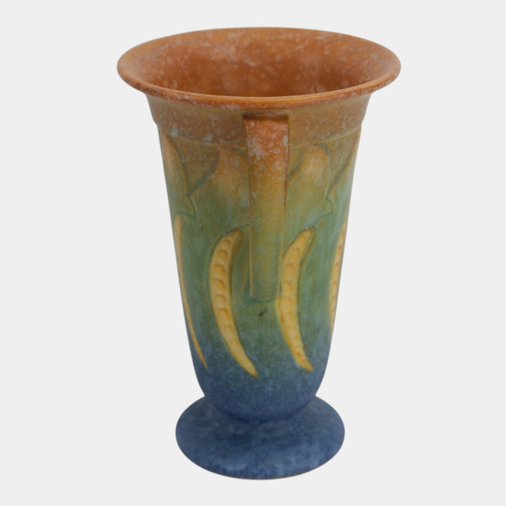 Roseville Falline Blue 1933 Vintage Arts And Crafts Pottery Ceramic Vase 646-8 - Just Art Pottery