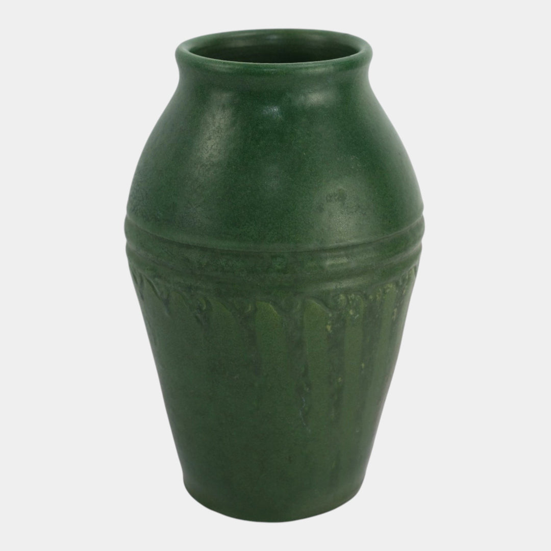 Wheatley c1920s Vintage Arts And Crafts Pottery Matte Green Ceramic Vase
