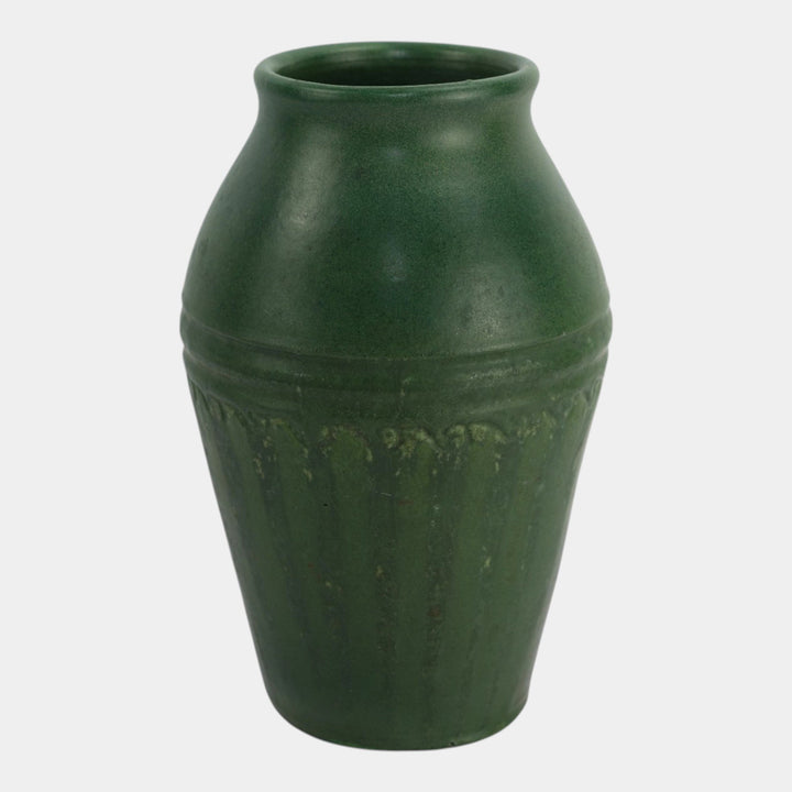 Wheatley c1920s Vintage Arts And Crafts Pottery Matte Green Ceramic Vase