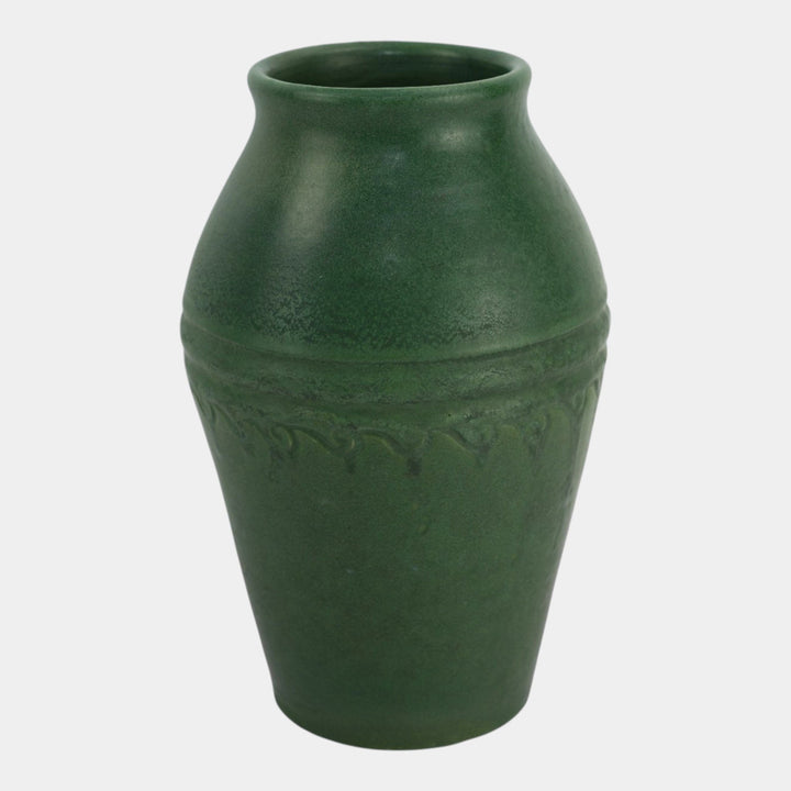 Wheatley c1920s Vintage Arts And Crafts Pottery Matte Green Ceramic Vase