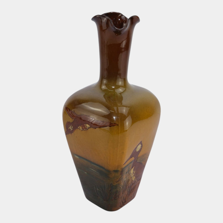 Weller Hunter 1900s Vintage Art Pottery Ducks Ceramic Ewer Pitcher 357