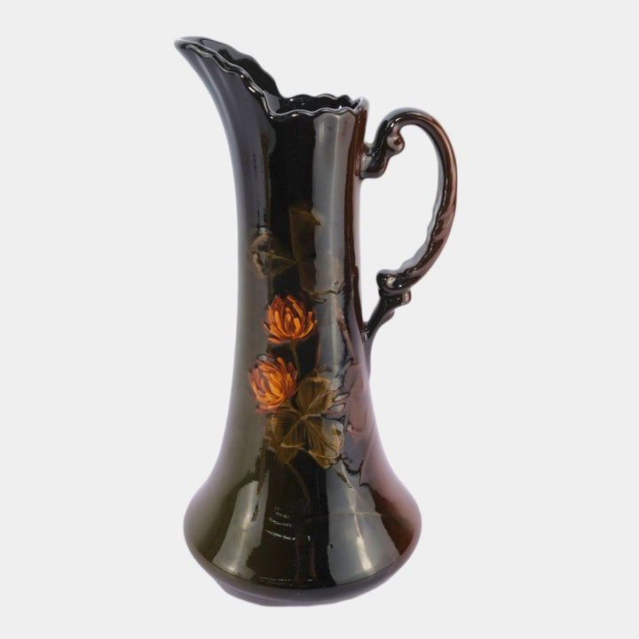Zanesville Pottery La Moro Standard Glaze Vintage Pottery Floral Ceramic Ewer - Just Art Pottery