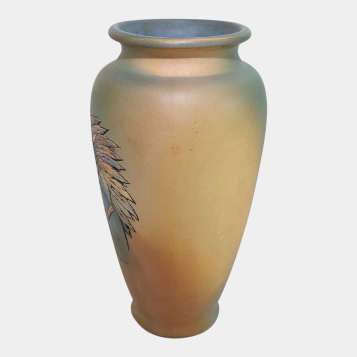 Weller Dickensware Vintage Art Pottery Chief Black Bear Portrait Vase Dunlavy - Just Art Pottery