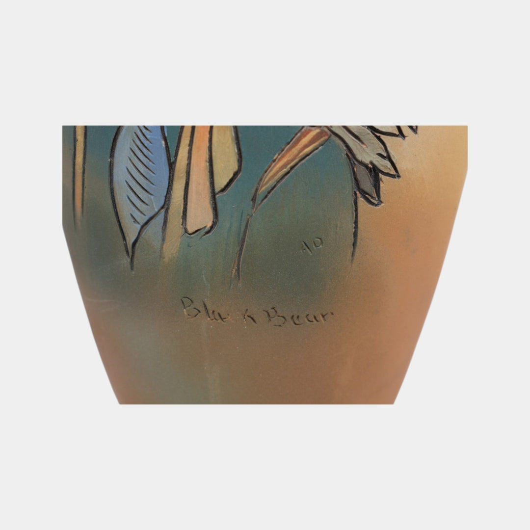 Weller Dickensware Vintage Art Pottery Chief Black Bear Portrait Vase Dunlavy - Just Art Pottery