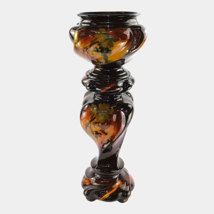 Weller Aurelian 1900s Art Pottery Standard Glaze Twist Jardiniere And Pedestal - Just Art Pottery