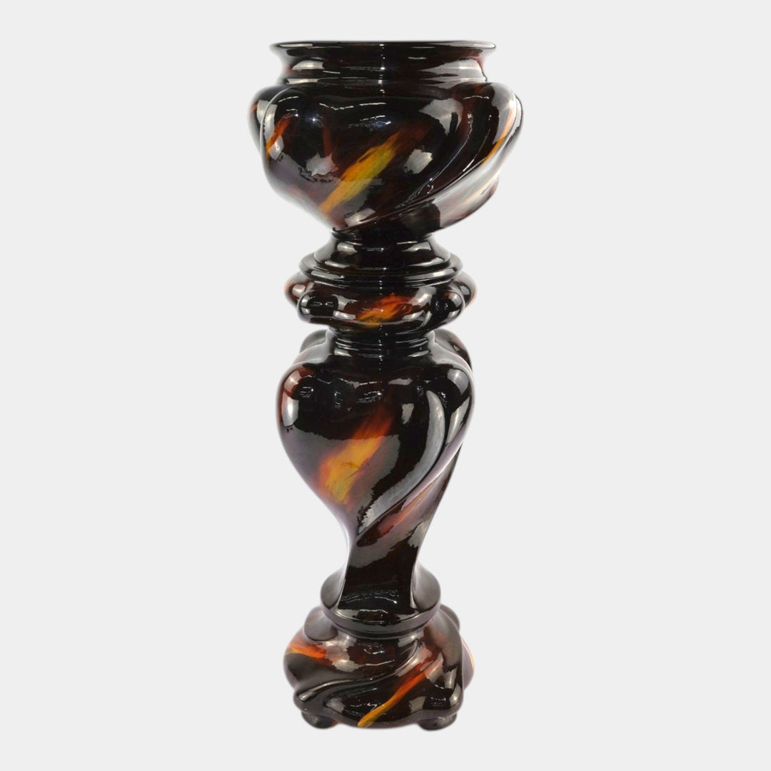 Weller Aurelian 1900s Art Pottery Standard Glaze Twist Jardiniere And Pedestal - Just Art Pottery
