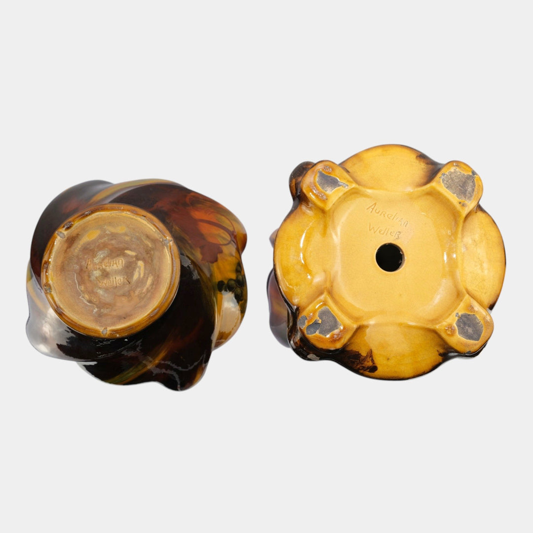 Weller Aurelian 1900s Art Pottery Standard Glaze Twist Jardiniere And Pedestal - Just Art Pottery