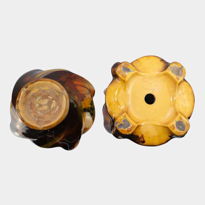 Weller Aurelian 1900s Art Pottery Standard Glaze Twist Jardiniere And Pedestal - Just Art Pottery