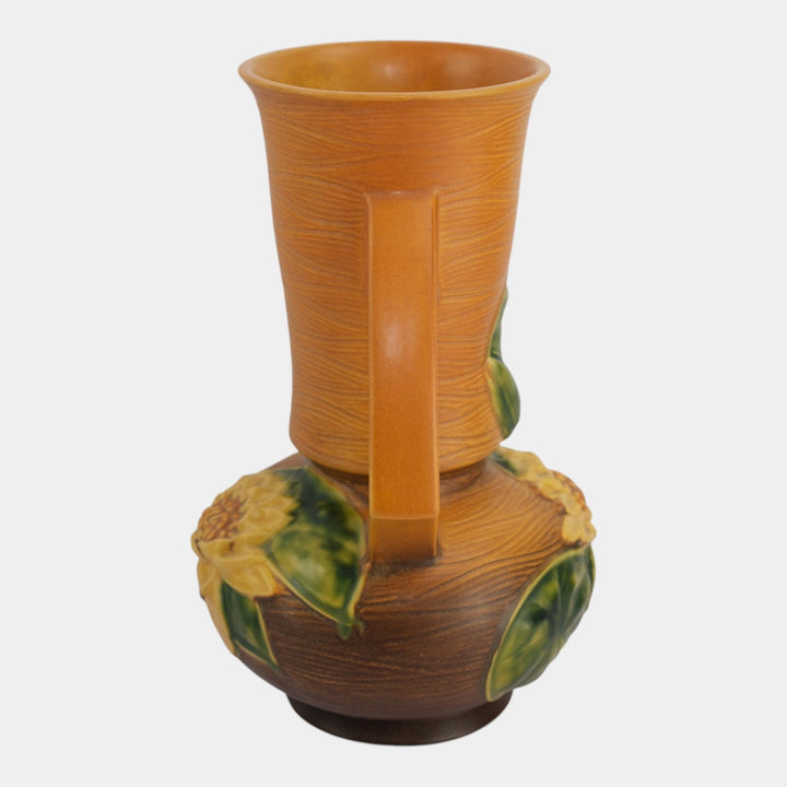 Roseville Water Lily Brown Mid Century Modern Pottery Ceramic Vase 81-12 - Just Art Pottery