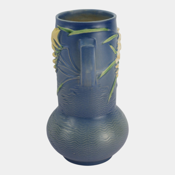 Roseville Freesia Blue 1945 Vintage Mid Century Modern Ceramic Vase 126-10 - Just Art Pottery
