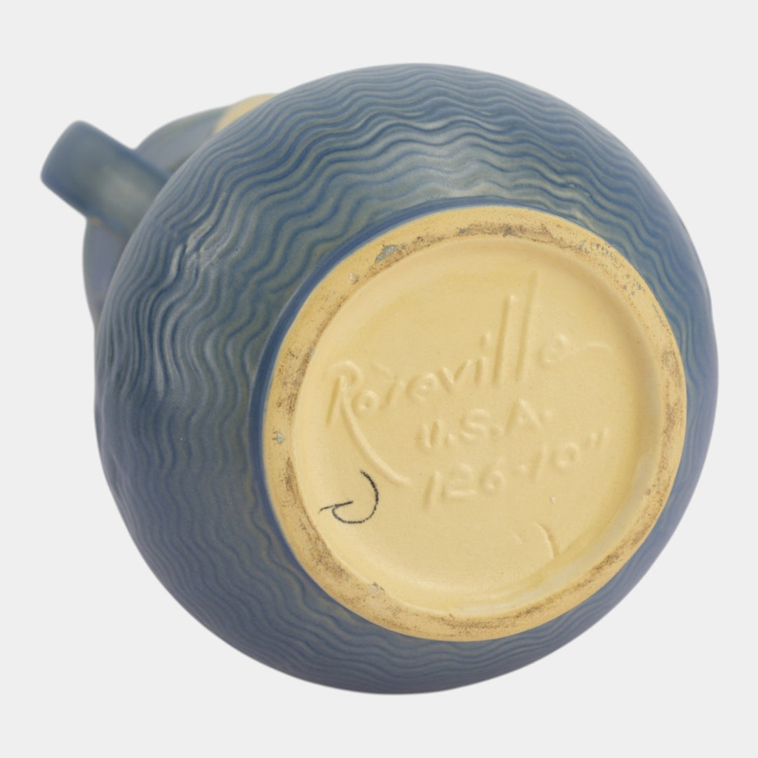 Roseville Freesia Blue 1945 Vintage Mid Century Modern Ceramic Vase 126-10 - Just Art Pottery