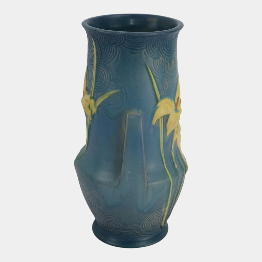 Roseville Zephyr Lily Blue 1946 Vintage Mid Century Modern Ceramic Vase 138-10 - Just Art Pottery