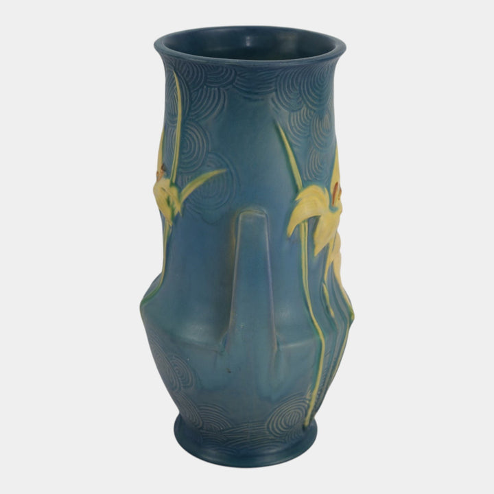Roseville Zephyr Lily Blue 1946 Vintage Mid Century Modern Ceramic Vase 138-10 - Just Art Pottery