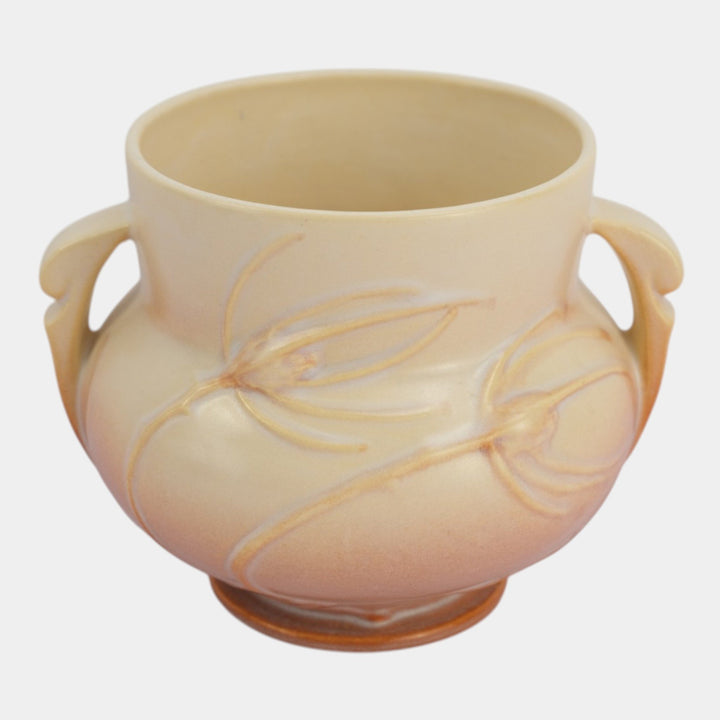 Roseville Teasel Ivory Pink 1938 Vintage Art Pottery Jardiniere Planter 644-4 - Just Art Pottery