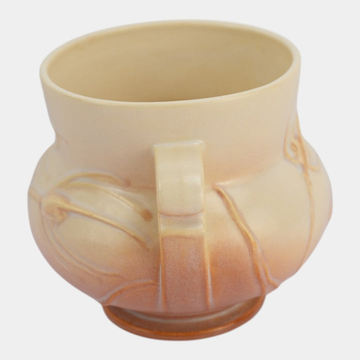 Roseville Teasel Ivory Pink 1938 Vintage Art Pottery Jardiniere Planter 644-4 - Just Art Pottery