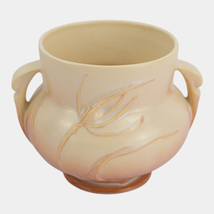 Roseville Teasel Ivory Pink 1938 Vintage Art Pottery Jardiniere Planter 644-4 - Just Art Pottery