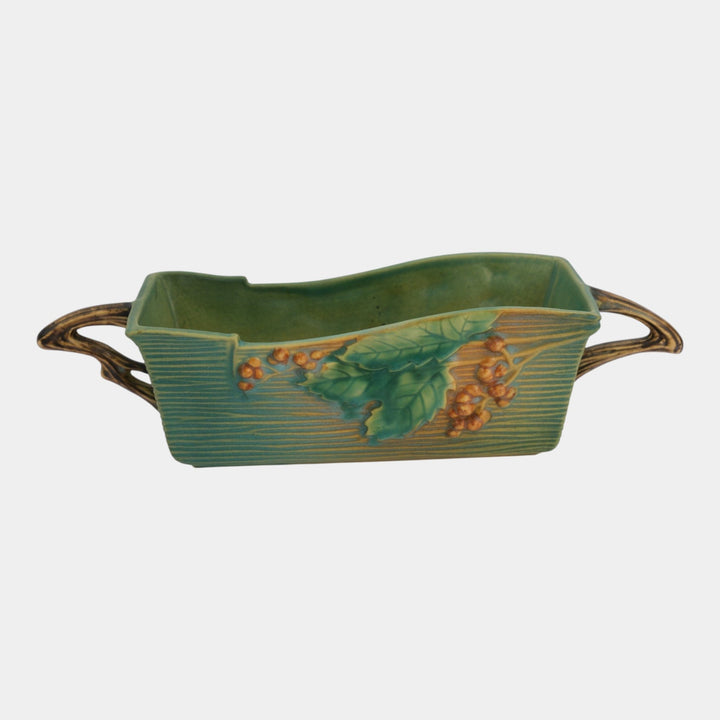 Roseville Bushberry Green 1941 Vintage Pottery Ceramic Window Box Planter 384-8 - Just Art Pottery