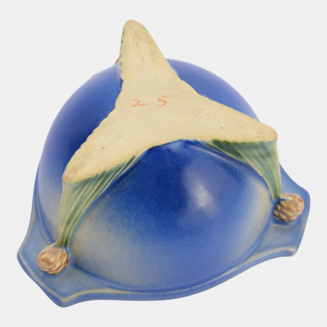 Roseville Pine Cone Blue 1936 Vintage Art Deco Pottery Ceramic Ashtray 25 - Just Art Pottery