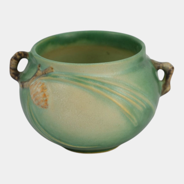 Roseville Pine Cone Green 1936 Vintage Art Pottery Jardiniere Planter 632-3 - Just Art Pottery