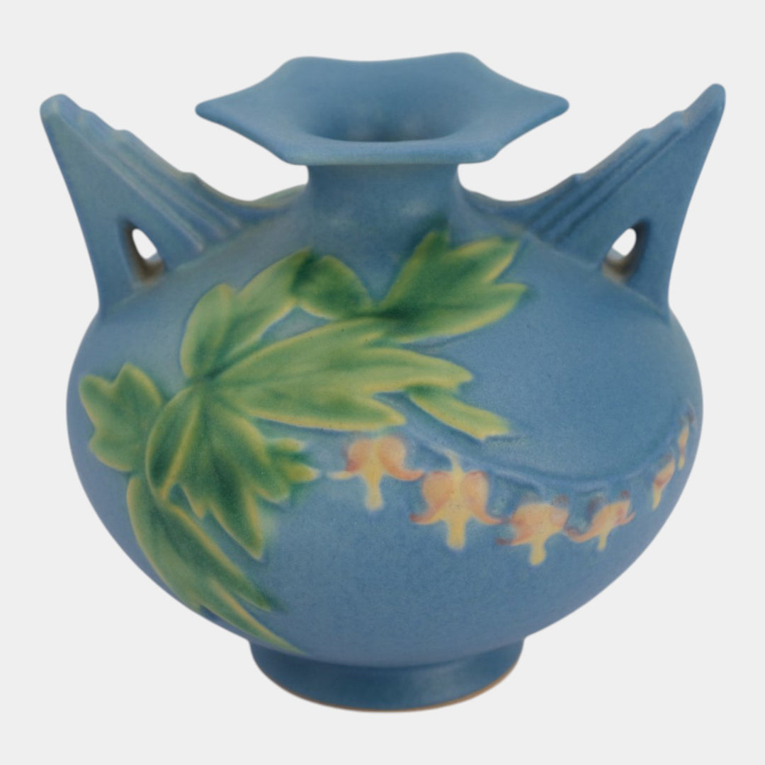 Roseville Bleeding Heart Blue 1940 Vintage Art Pottery Ceramic Vase 961-4 - Just Art Pottery