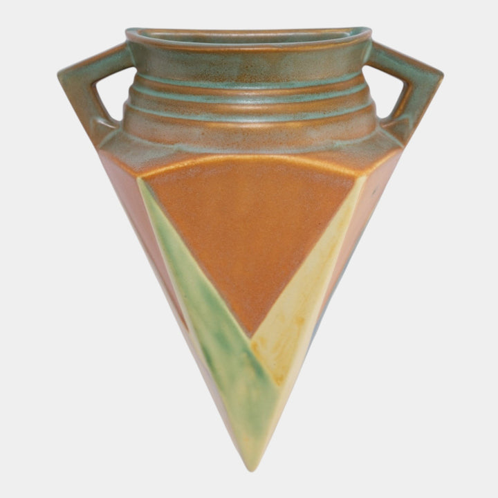Roseville Futura Tan 1928 Vintage Art Deco Pottery Ceramic Wall Pocket 1261-8 - Just Art Pottery