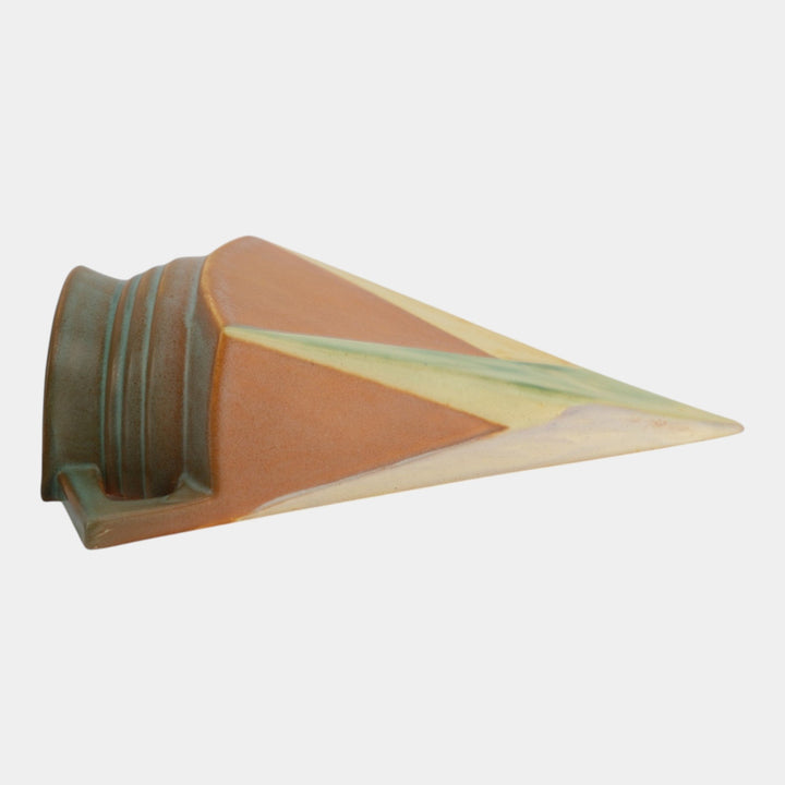 Roseville Futura Tan 1928 Vintage Art Deco Pottery Ceramic Wall Pocket 1261-8 - Just Art Pottery