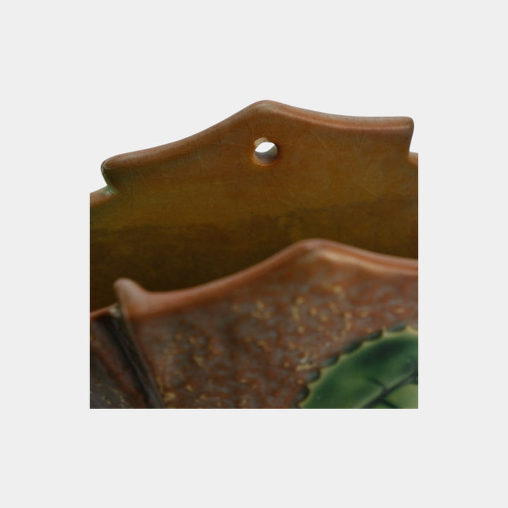 Roseville Fuchsia Green 1938 Vintage Art Pottery Ceramic Wall Pocket 1282-8 - Just Art Pottery