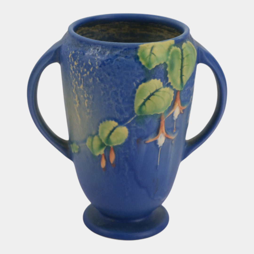 Roseville Fuchsia Blue 1938 Vintage Art Pottery Ceramic Flower Vase 893-6 - Just Art Pottery