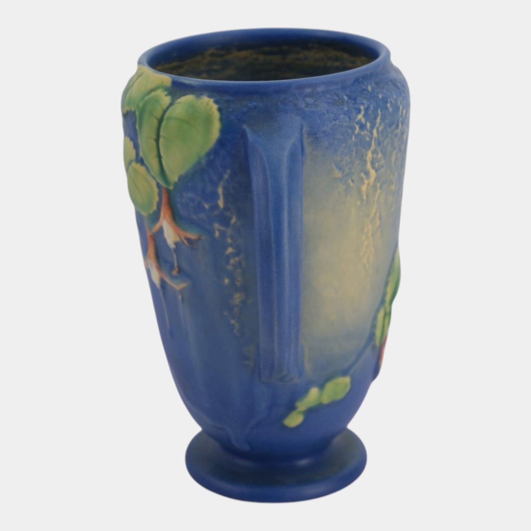 Roseville Fuchsia Blue 1938 Vintage Art Pottery Ceramic Flower Vase 893-6 - Just Art Pottery