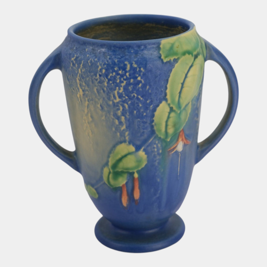 Roseville Fuchsia Blue 1938 Vintage Art Pottery Ceramic Flower Vase 893-6 - Just Art Pottery
