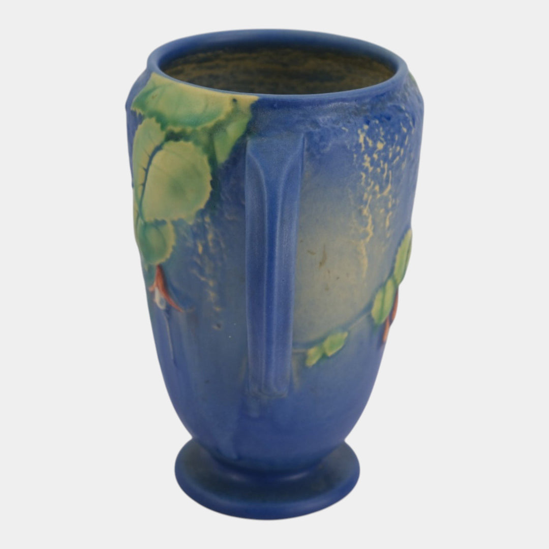 Roseville Fuchsia Blue 1938 Vintage Art Pottery Ceramic Flower Vase 893-6 - Just Art Pottery