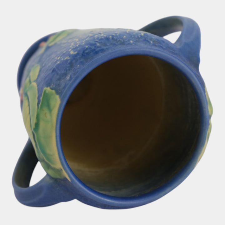 Roseville Fuchsia Blue 1938 Vintage Art Pottery Ceramic Flower Vase 893-6 - Just Art Pottery