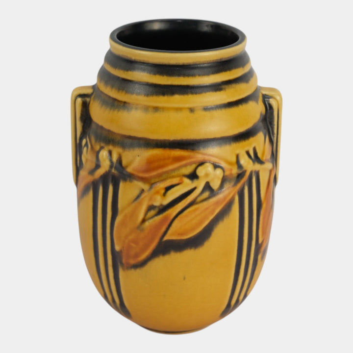 Roseville Laurel Yellow 1934 Vintage Arts And Crafts Pottery Ceramic Vase 670-7 - Just Art Pottery
