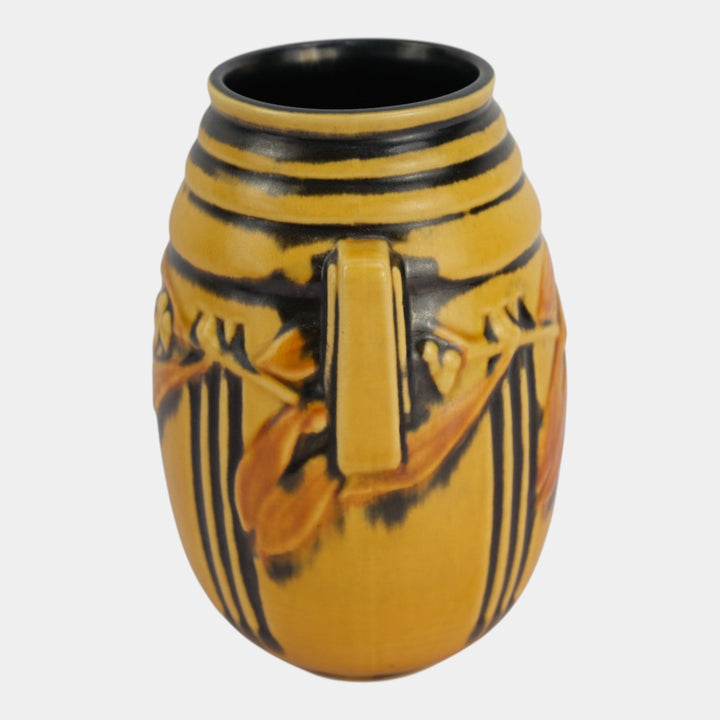 Roseville Laurel Yellow 1934 Vintage Arts And Crafts Pottery Ceramic Vase 670-7 - Just Art Pottery