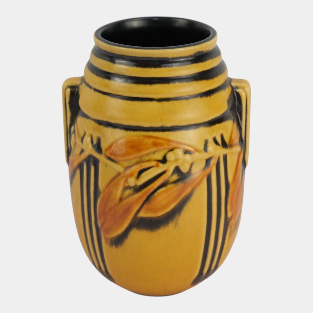 Roseville Laurel Yellow 1934 Vintage Arts And Crafts Pottery Ceramic Vase 670-7 - Just Art Pottery