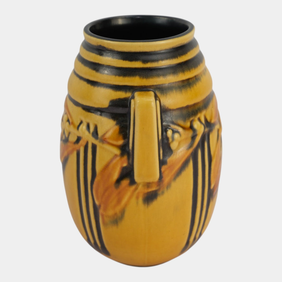 Roseville Laurel Yellow 1934 Vintage Arts And Crafts Pottery Ceramic Vase 670-7 - Just Art Pottery