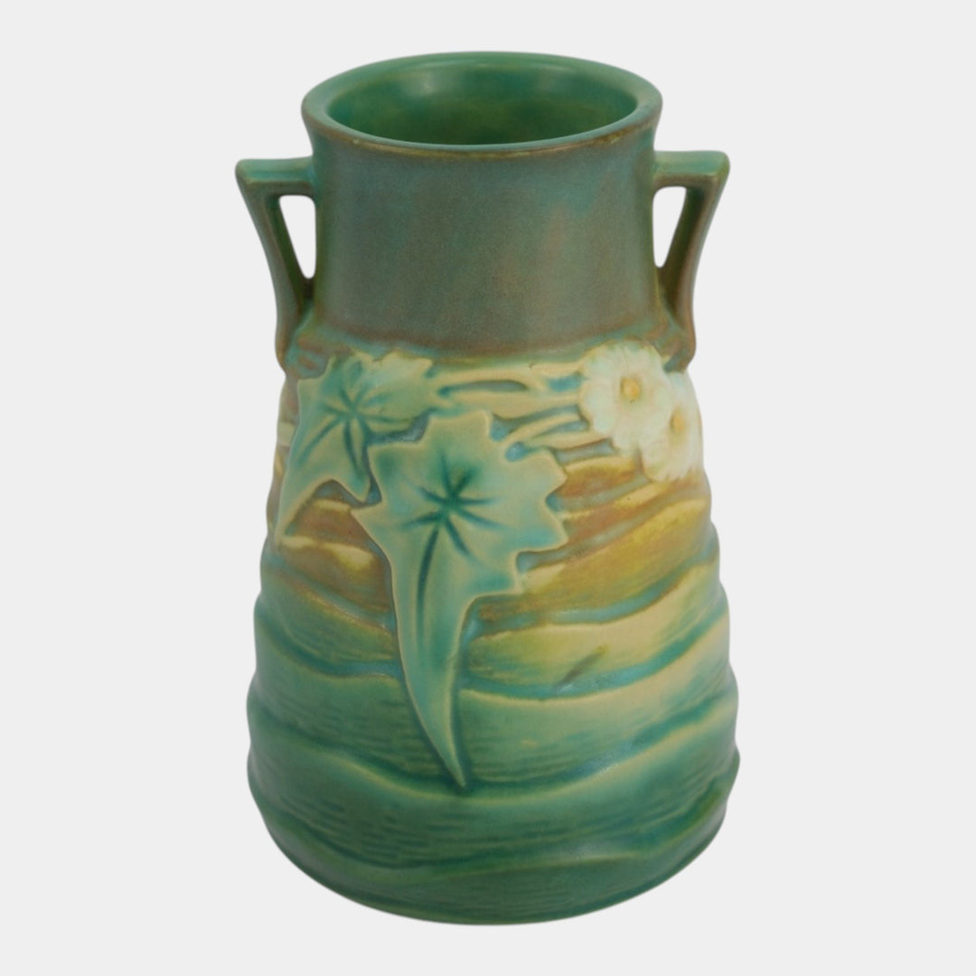 Roseville Luffa Green 1934 Vintage Arts And Crafts Pottery Ceramic Vase 683-6 - Just Art Pottery