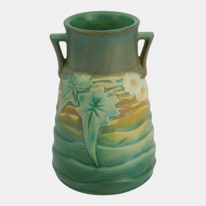 Roseville Luffa Green 1934 Vintage Arts And Crafts Pottery Ceramic Vase 683-6 - Just Art Pottery