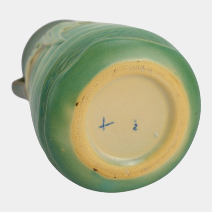 Roseville Luffa Green 1934 Vintage Arts And Crafts Pottery Ceramic Vase 683-6 - Just Art Pottery