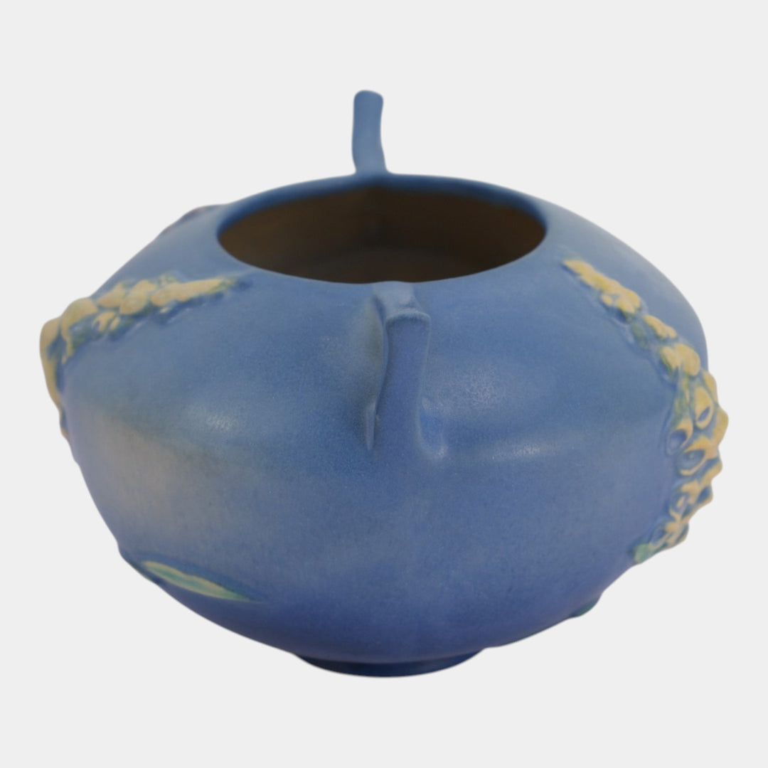 Roseville Foxglove Blue 1942 Mid Century Modern Art Pottery Ceramic Bowl 418-4 - Just Art Pottery