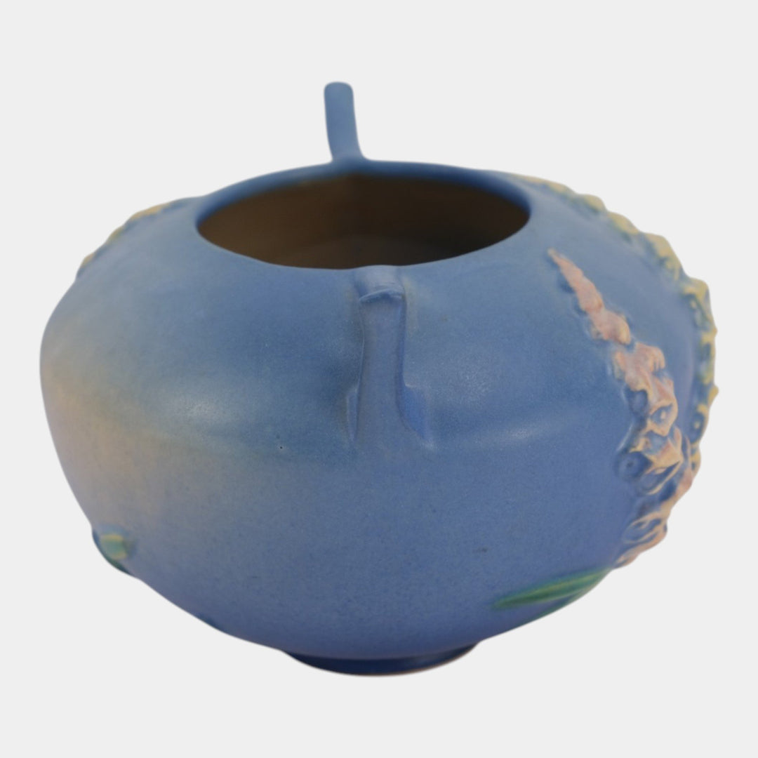 Roseville Foxglove Blue 1942 Mid Century Modern Art Pottery Ceramic Bowl 418-4 - Just Art Pottery