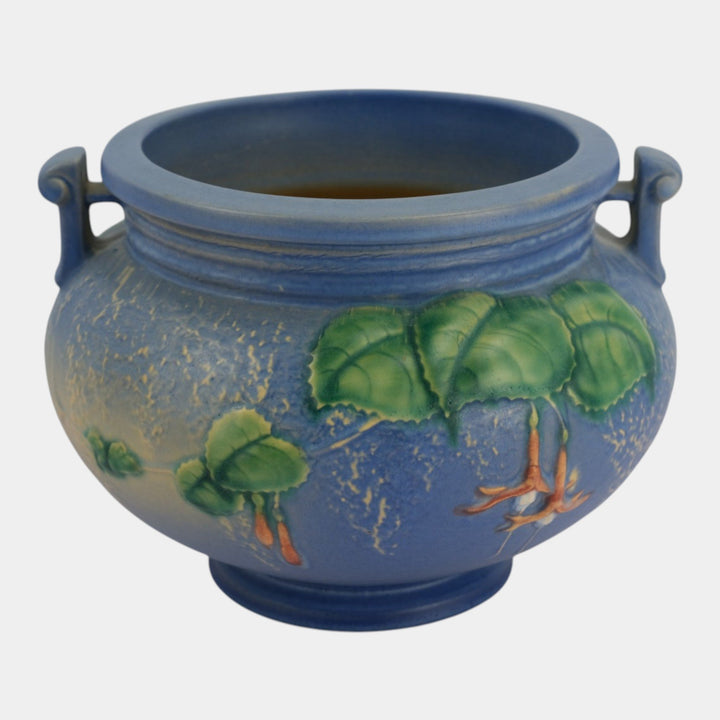 Roseville Fuchsia Blue 1938 Vintage Pottery Ceramic Jardiniere Planter 645-6 - Just Art Pottery
