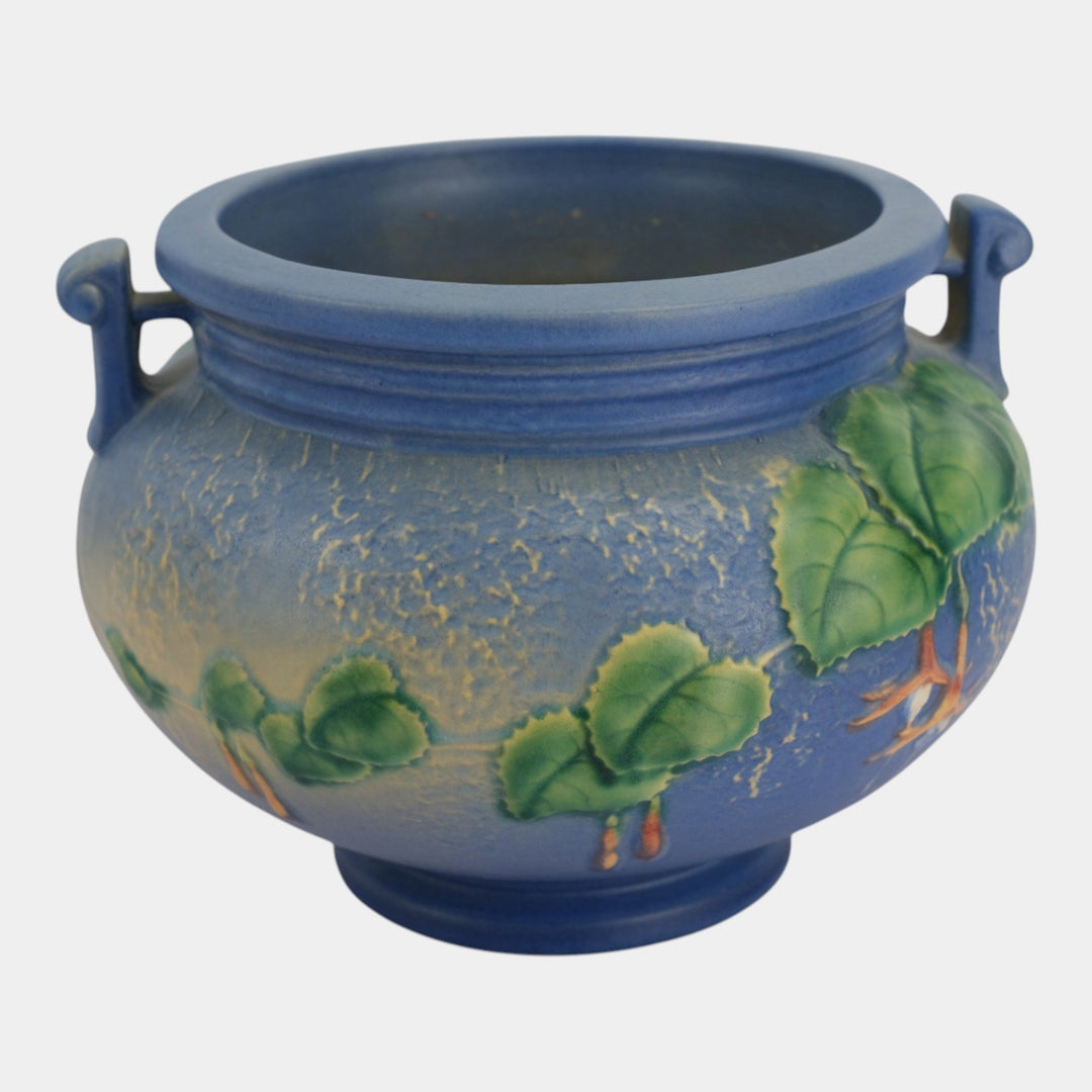 Roseville Fuchsia Blue 1938 Vintage Pottery Ceramic Jardiniere Planter 645-6 - Just Art Pottery