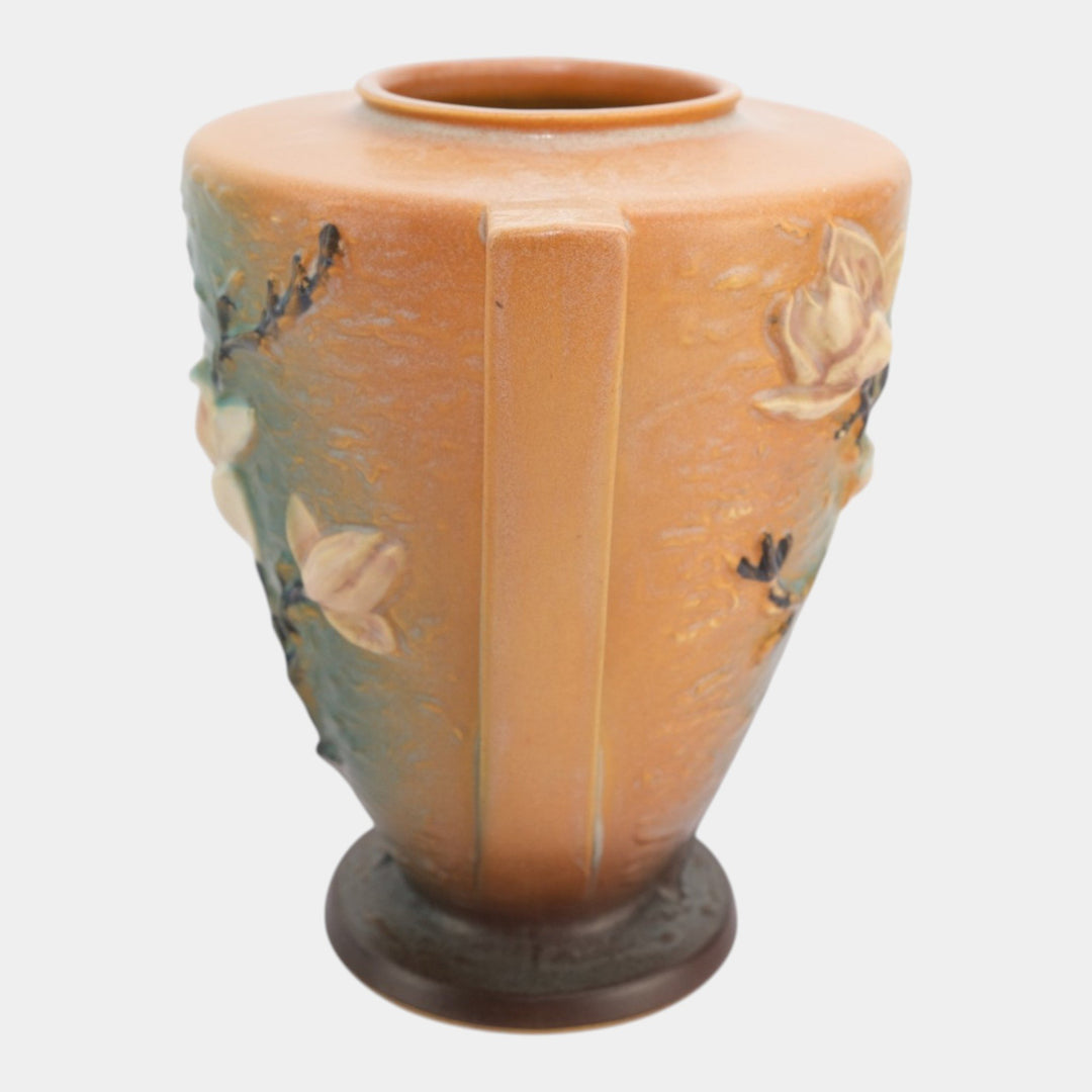 Roseville Magnolia Green Brown 1943 Mid Century Modern Pottery Ceramic Vase 94-9