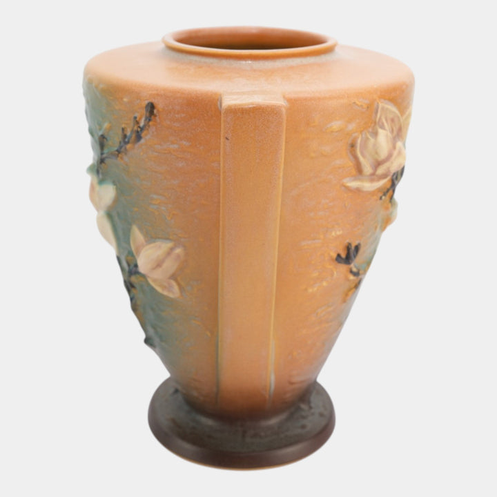 Roseville Magnolia Green Brown 1943 Mid Century Modern Pottery Ceramic Vase 94-9