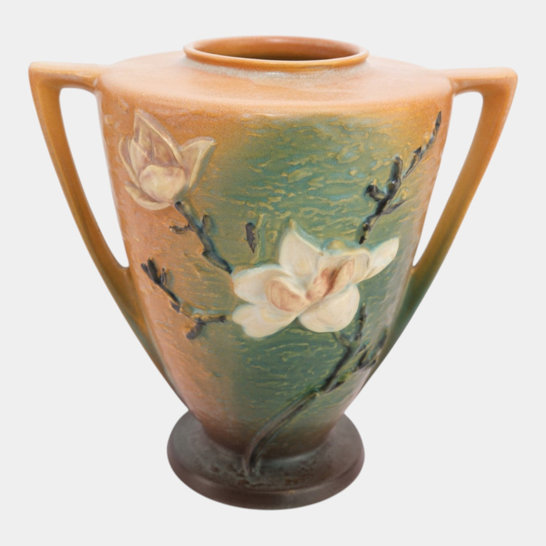 Roseville Magnolia Green Brown 1943 Mid Century Modern Pottery Ceramic Vase 94-9